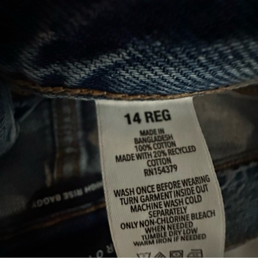 Aeropostale High Rise Baggy Distressed Jeans Blue 14 Reg 100% Cotton - Picture 8 of 14